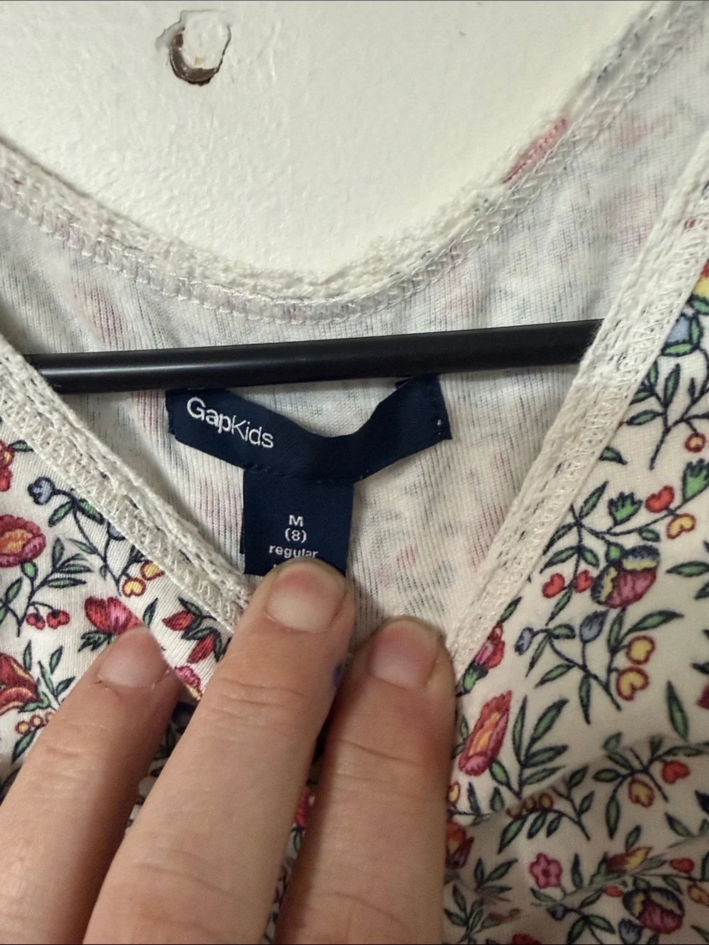 GAP White Tank Top with Red Floral Print 2016